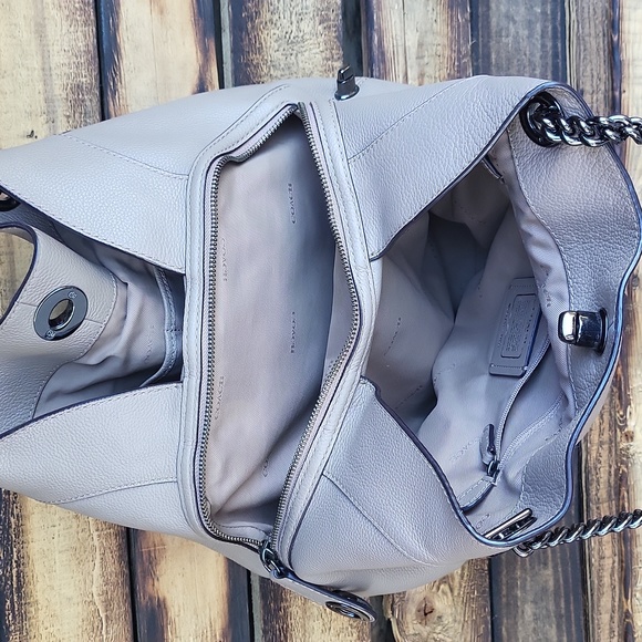 Coach Turnlock Eddie Beechwood Pebbled grain Leather Chain Strap shoulder bag - Picture 10 of 14